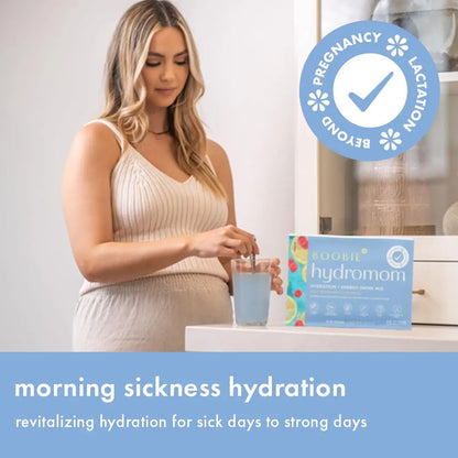 Boobie Hydromom Superfood Electrolyte Drink Mix, Blue Raspberry Lemonade | Refreshing Energy & Hydration Boost for Mamas | On-The-Go & Travel Essentials for Pregnancy, Boobie Brands