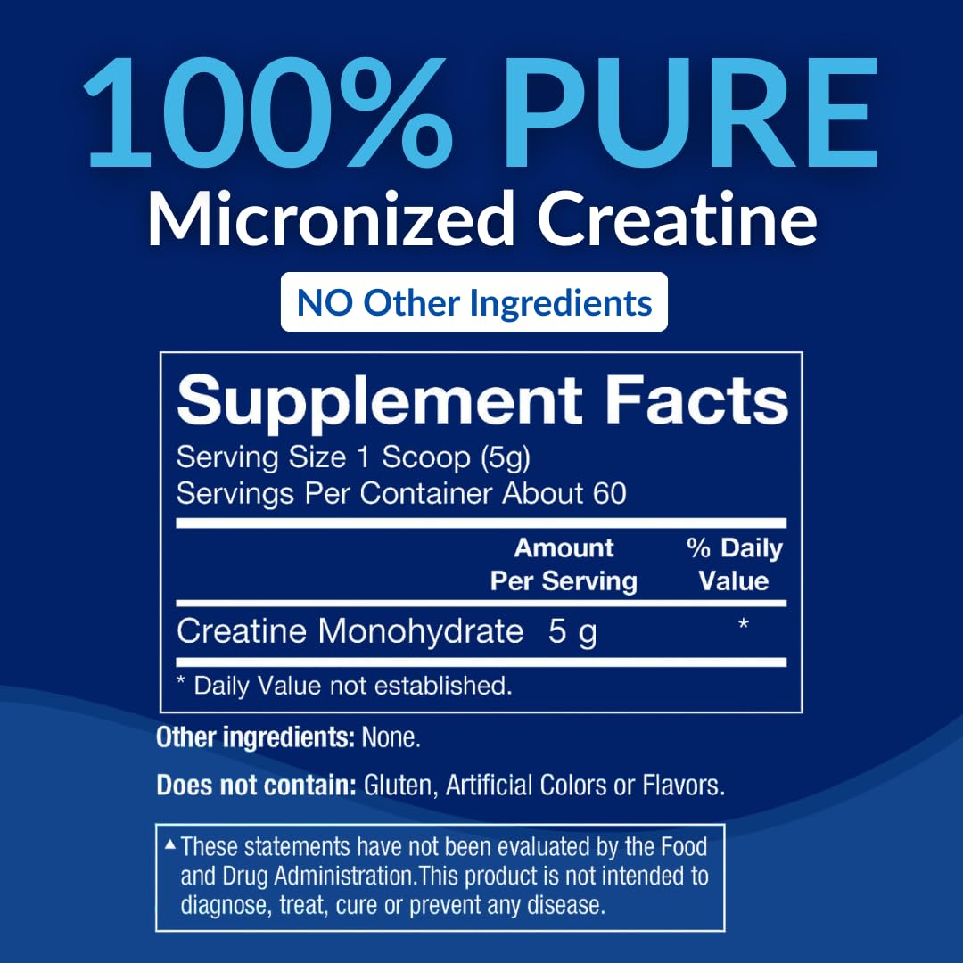 BodyTech Creatine Monohydrate Powder, Unflavored Micronized Creatine Formula for Men and Women, 5g per Serving, Pre Workout & Post Workout Supplement BodyTech