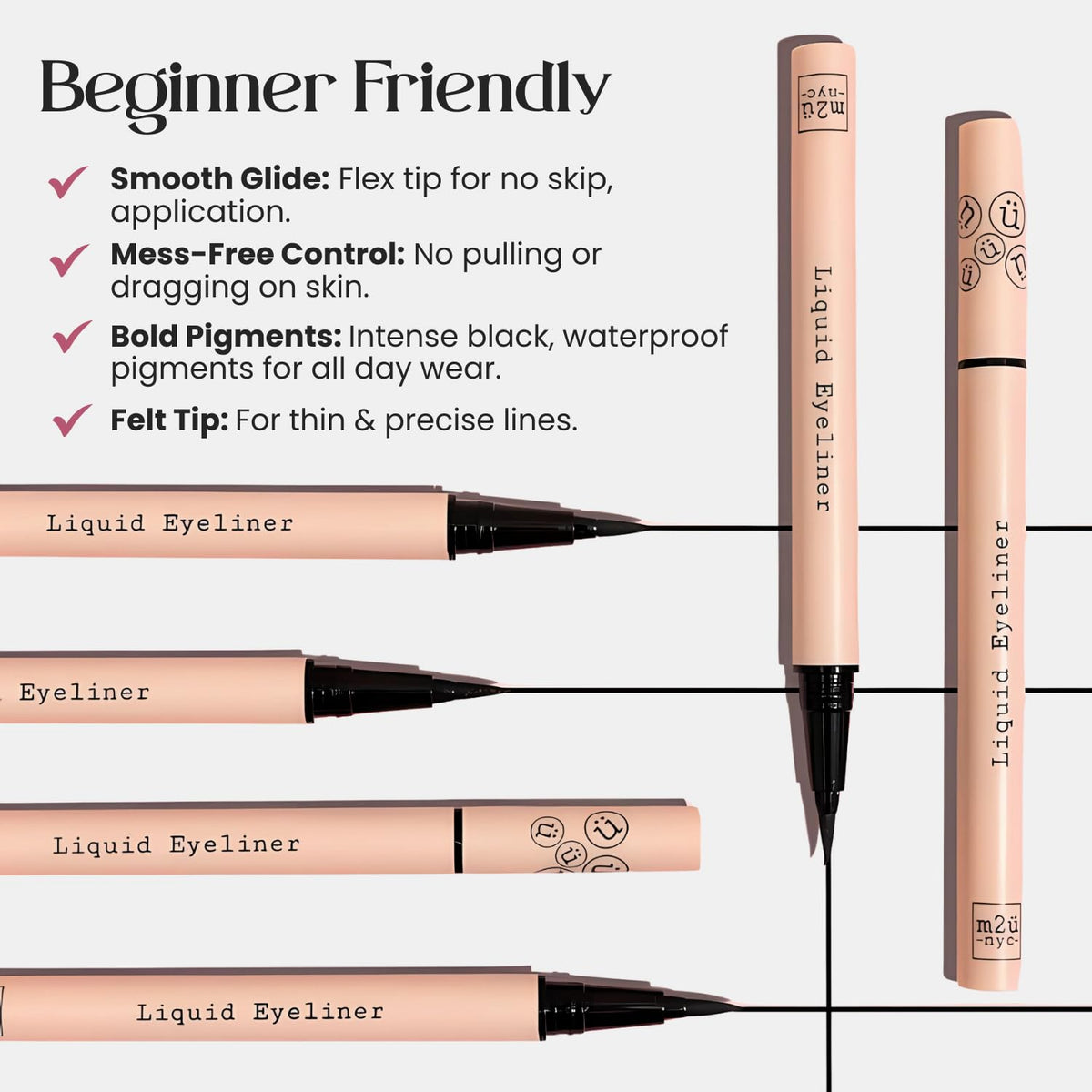 Waterproof Liquid Eyeliner Pen (Black) – No Smudge, Up to 24 Hour Wear M2U NYC