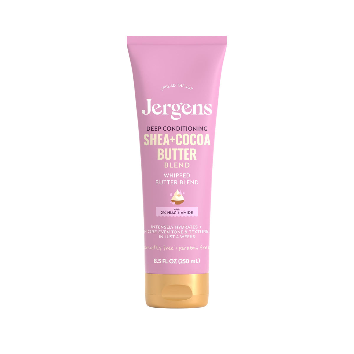 Jergens Shea and Cocoa Whipped Body Butter Lotion, Tone Enriching Hand And Body Lotion for Dry Skin, with Vitamins B3 & E, 8.5 Oz Jergens