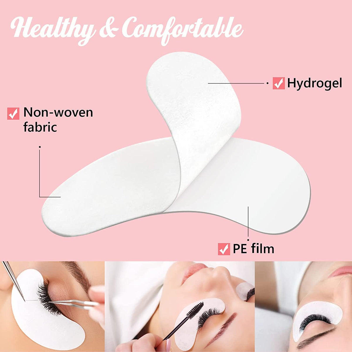 100 Pairs GreenLife Natural Hydrogel Eye Gel Pads - Collagen and Aloe Vera Patches for Under Eyes - Eyelash Extension Kit GreenLife