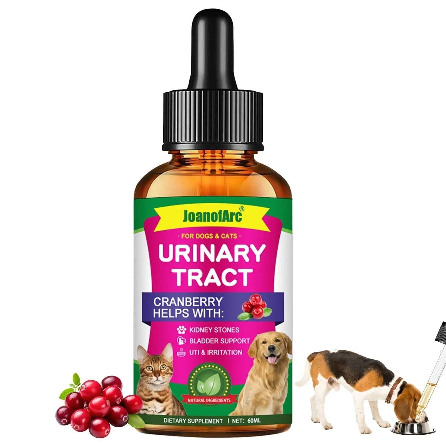 Urinary Tract for Cats, Cat & Dog Urinary Tract Drops Infection Remedy with Cranberry Dog Supplements, Cranberry Kidney Bladder Support Supplement - 60ml / 2 Fl.oz JoanofArc buy australia supplements