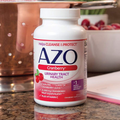 AZO Cranberry Supplement, Made with Concentrated Whole Fruit Cranberry Powder to Help Cleanse and Protect the Urinary Tract*, Sugar Free Cranberry Pills, Non-GMO, 100 Softgels Gsupps Australia