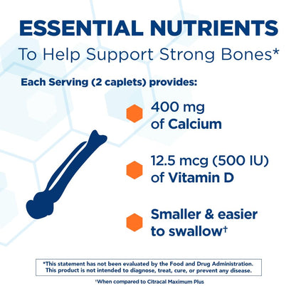 Citracal Petites, 400 mg Calcium Citrate, Easily Absorbed and Highly Soluble with 12.5 mcg CITRACAL