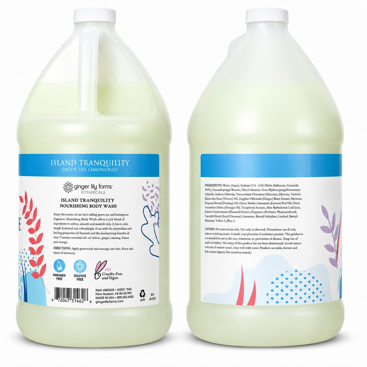 Ginger Lily Farms Botanicals Body Wash, 128oz, Island Tranquility Ginger Lily Farms