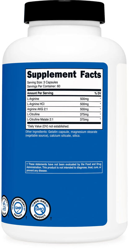 Nutricost Nitric Oxide Booster 2250mg, 180 Capsules - 750mg Per Casule, 60 Servings - Gluten Free and Non-GMO Nutricost