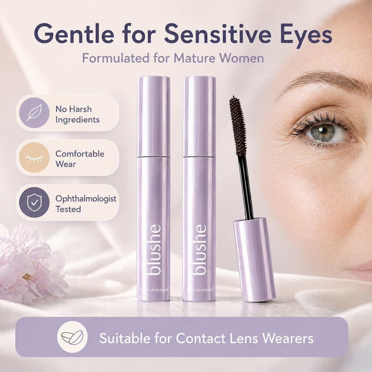 2pcs Blushe Lash Serum Mascara, New Upgrade Blush Korean Mascara, Lengthening & Volumizing Fiber Lash Makeup For Defined, Full Lashes, Smudge Resistant Generic