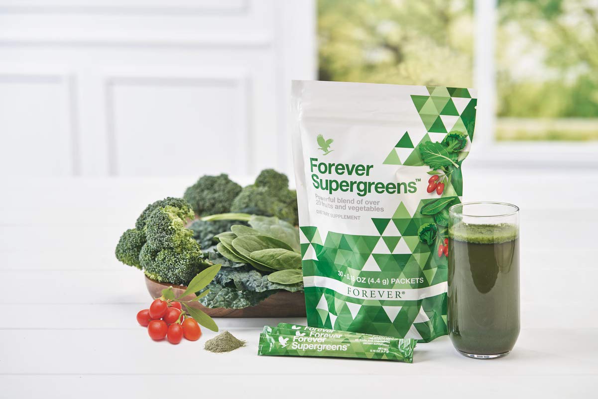 Forever Living - Forever Supergreens - Blend for Your Active Lifestyle - Supercharge Your Day w/Over 20 Powerful Greens and Superfoods. - 30 Packets Forever Living Products buy australia supplements