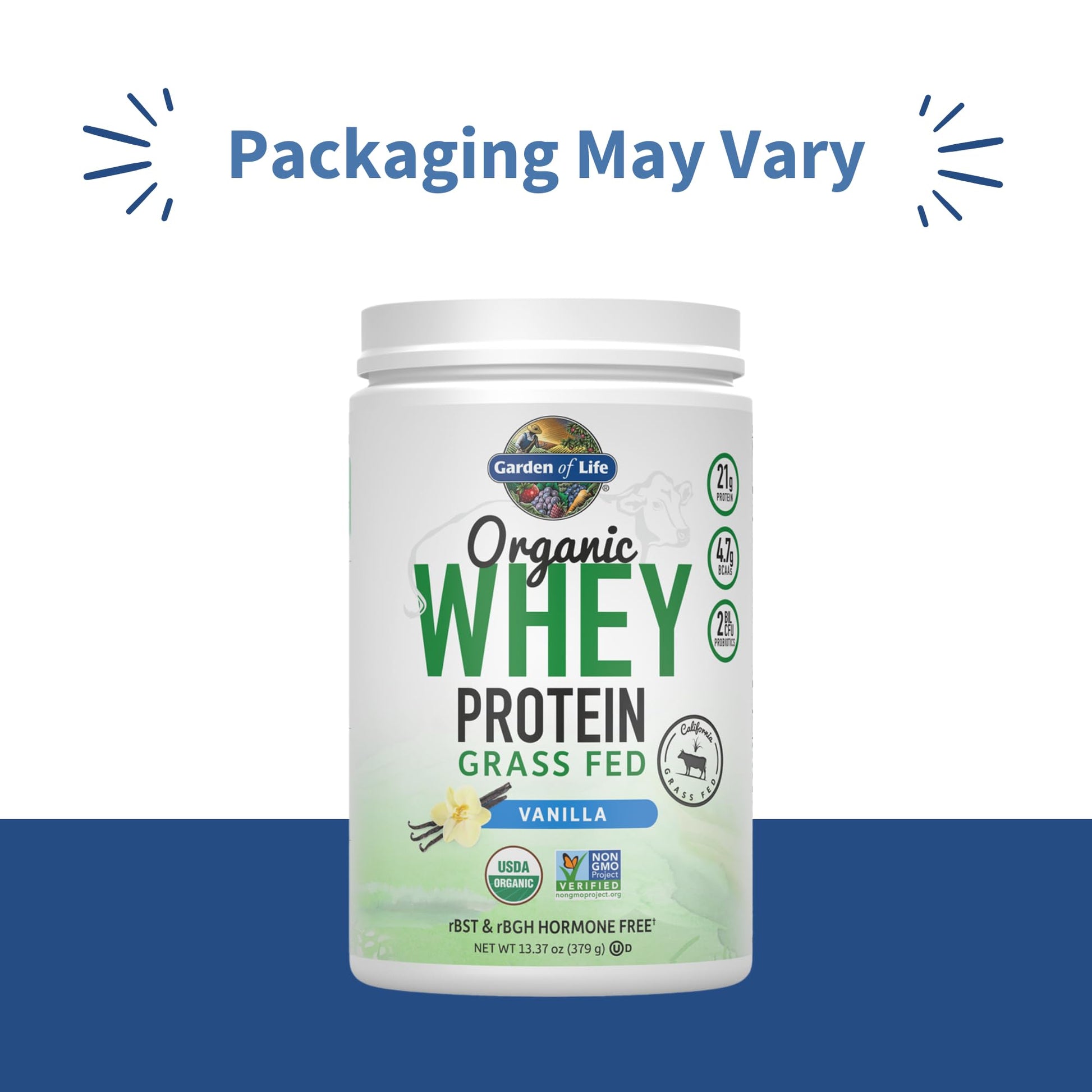 Garden of Life Grass Fed Whey Protein Powder Vanilla - 21g Protein for Women & Men + Probiotics - 12 Servings - Gluten Free, Non GMO, Kosher, Humane, RBST & rBGH Hormone Free Garden of Life buy australia supplements