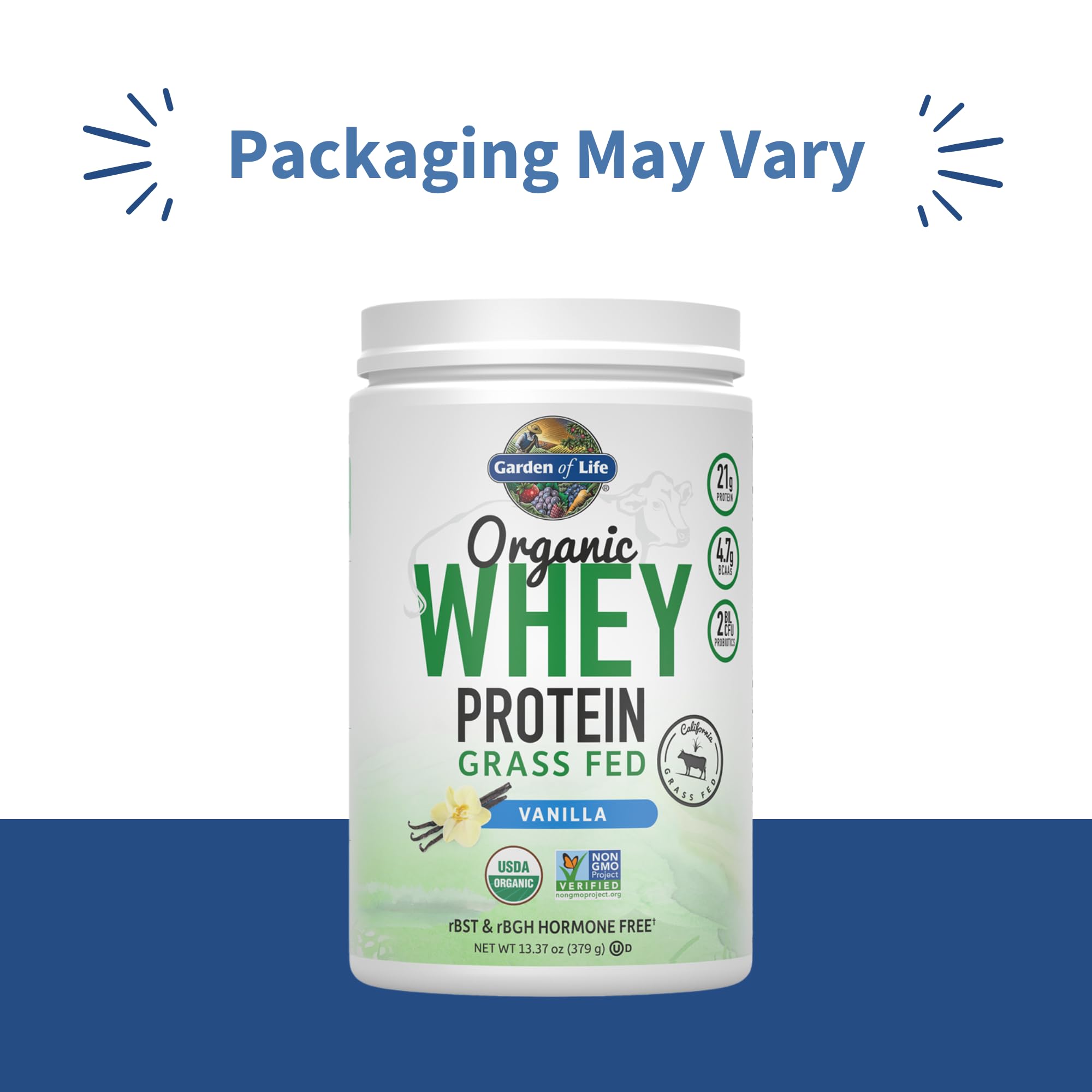 Garden of Life Grass Fed Whey Protein Powder Vanilla - 21g Protein for Women & Men + Probiotics - 12 Servings - Gluten Free, Non GMO, Kosher, Humane, RBST & rBGH Hormone Free Garden of Life buy australia supplements