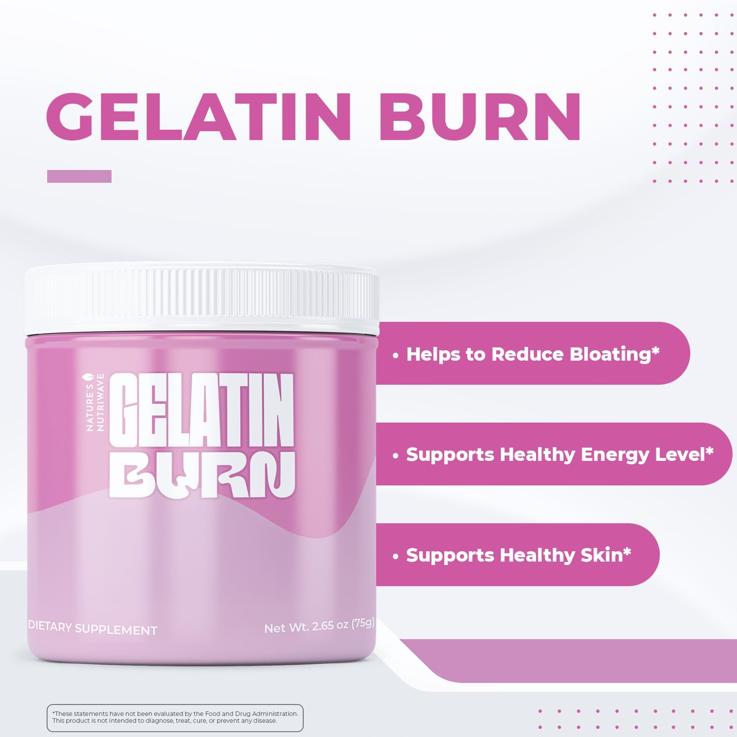 Nature’s NutriWave Gelatin Burn – Natural Powder Supplement with Vitamins, Minerals & Botanical Extracts – Non-GMO, Easy to Mix, USA Made – 2.65Oz, 75g, 30 Servings, 3 Month Supply Nature’s NutriWave buy australia supplements