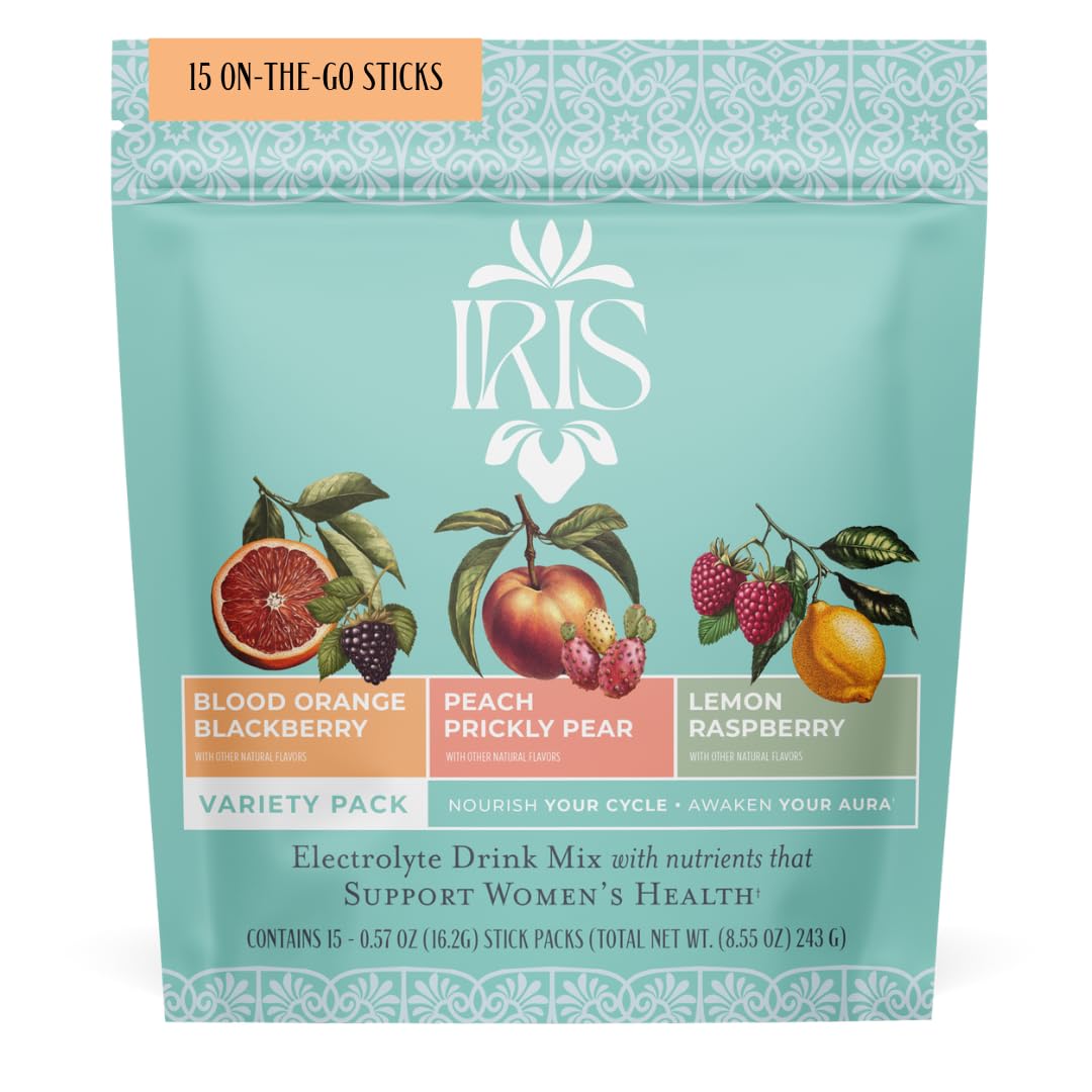 Iris Women’s Hormonal Health Daily Electrolyte Drink Mix | High Fiber, Essential B Vitamins for Mood Support | 40:1 Myo & D‑Chiro Inositol | Variety Pack, Iris buy australia supplements