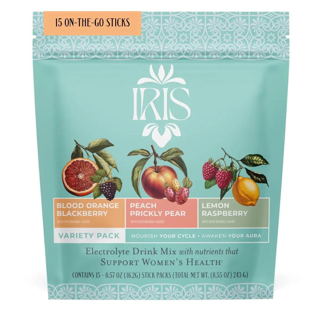 Iris Women’s Hormonal Health Daily Electrolyte Drink Mix | High Fiber, Essential B Vitamins for Mood Support | 40:1 Myo & D‑Chiro Inositol | Variety Pack, Iris