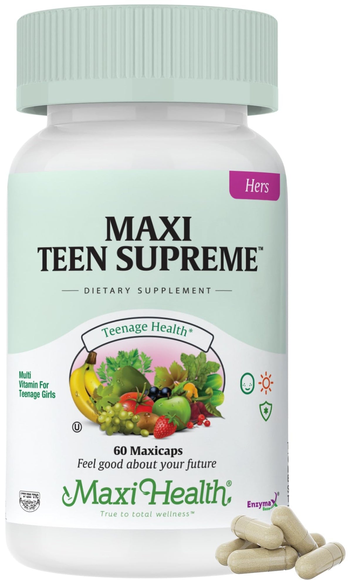 Teen Vitamins for Girls 12-17 - Teen Multivitamin Supreme with D3, Iron, Calcium, Biotin, Digestive Enzymes – Teenager Girl Multi Vitamins for Energy, Maxi Health