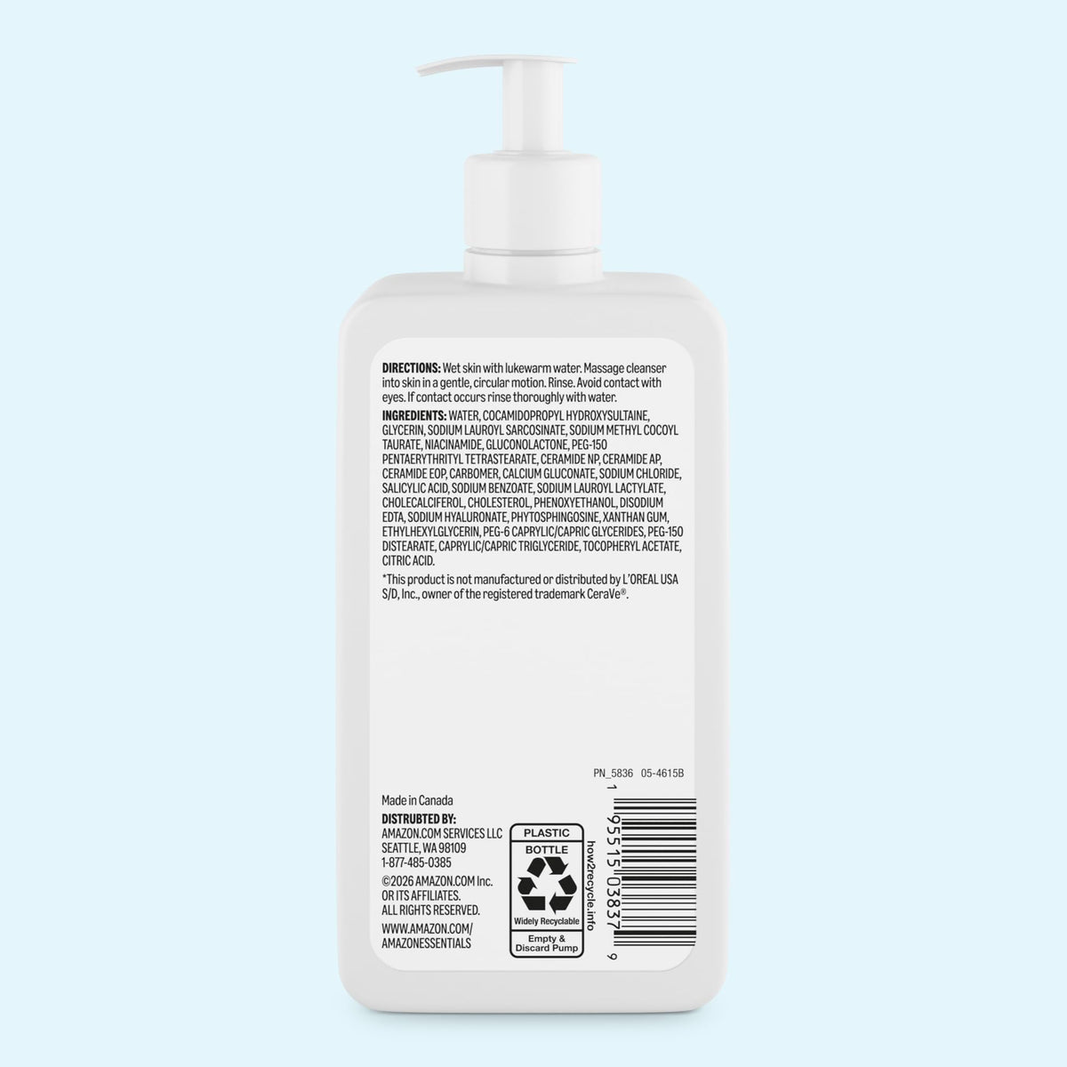 Amazon Essentials Cleanser Face Wash - Salicylic Acid with Ceramides & Vitamin D, 8 fl oz, 1-Pack (Previously Amazon Basics) Amazon Essentials