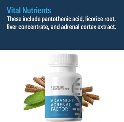 Advanced Bionutritionals Advanced Adrenal Factor – Adrenal Support Supplement – Non-GMO, Gluten-Free, Vegan – 120 Tablets