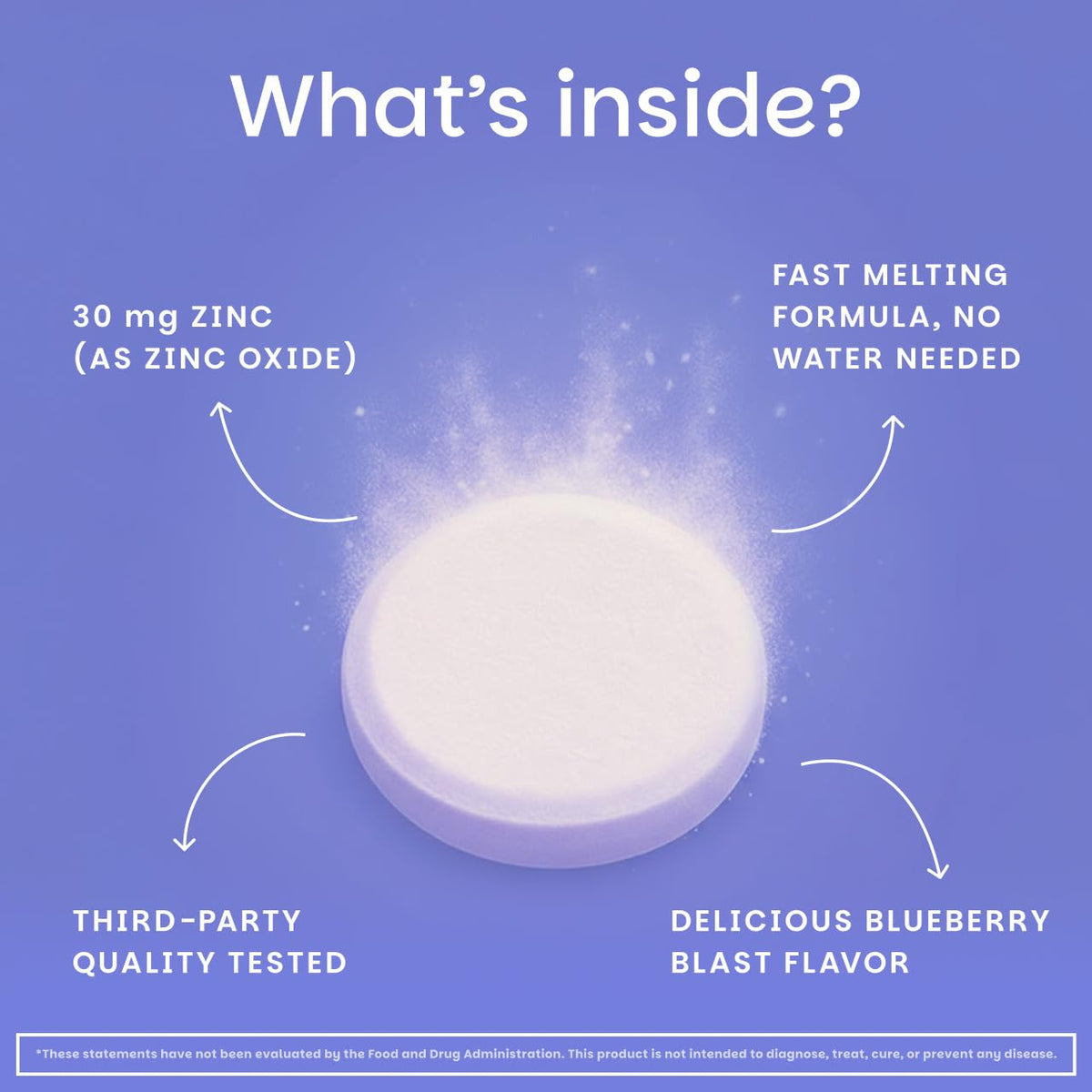 EZ Melts Zinc - Supplement for Immune, Digestive & Skin Health Support - Non-GMO, Vegan & Gluten-Free - Blueberry Blast EZ Melts