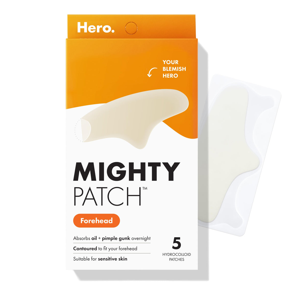 Mighty Patch Hero Cosmetics Forehead Large Acne Pimple Patches, 5 Ct Mighty Patch
