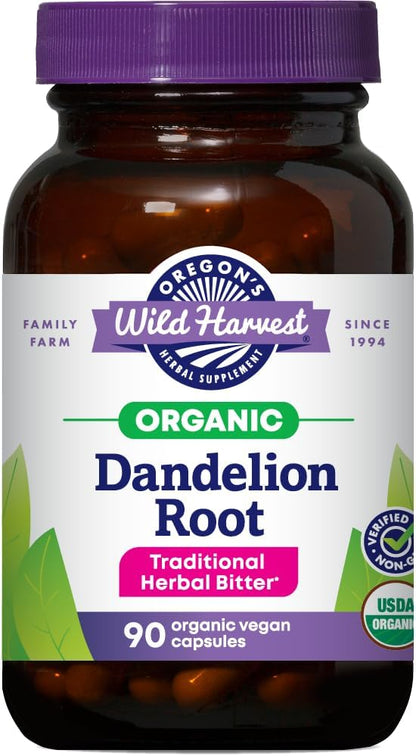 Oregon's Wild Harvest Dandelion Root Organic Supplement | Traditional Herbal Bitter, 90 Vegan Capsules Gsupps Australia