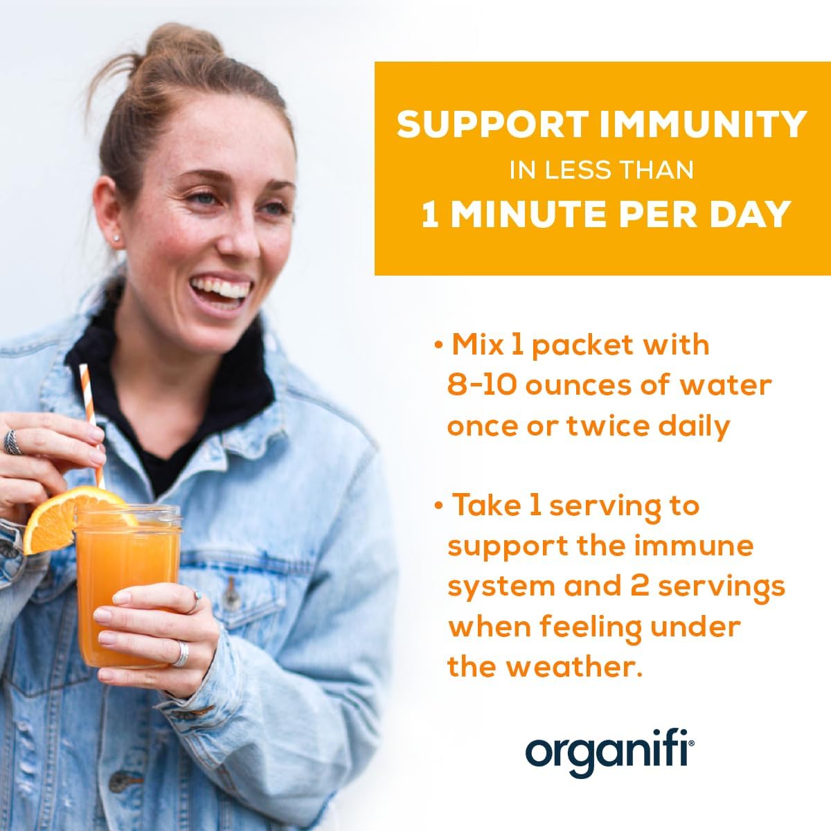 Organifi Immunity - Organic Superfood Immunity Support - 15 Single Serve Packets - Immunity Powder for T Cell Production and Upper Respiratory Health - Mushroom Beta Glucans, Vitamin C, D and Zinc Gsupps Australia