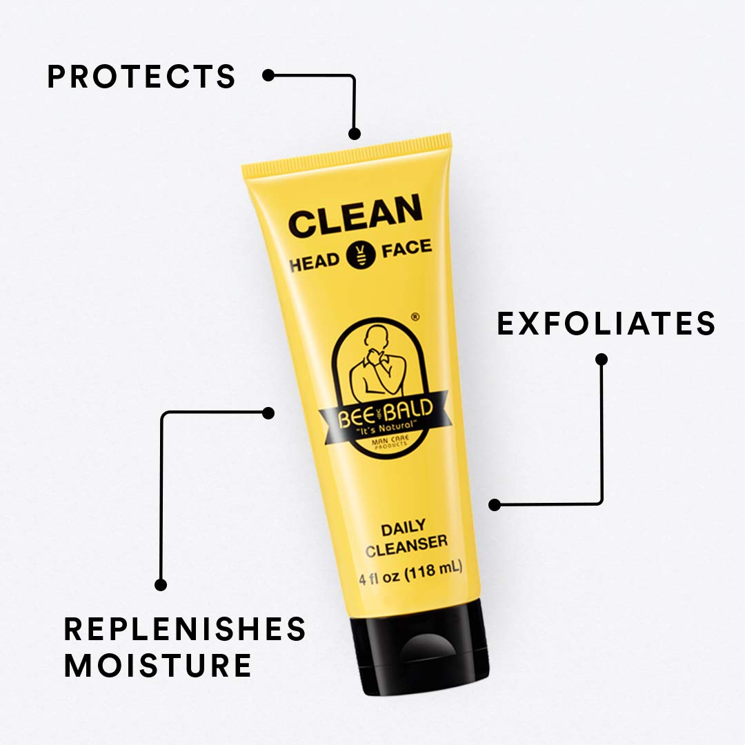 Bee Bald CLEAN Daily Head Care & Scalp Cleanser, Face Wash For Men, 4 fl oz Bee Bald