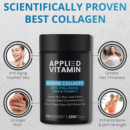 Applied vitamin Marine Collagen Capsules 2000mg-Enhance with Hyaluronic Acid, Zinc, Vitamin C & Biotin 120 Applied Vitamin buy australia supplements