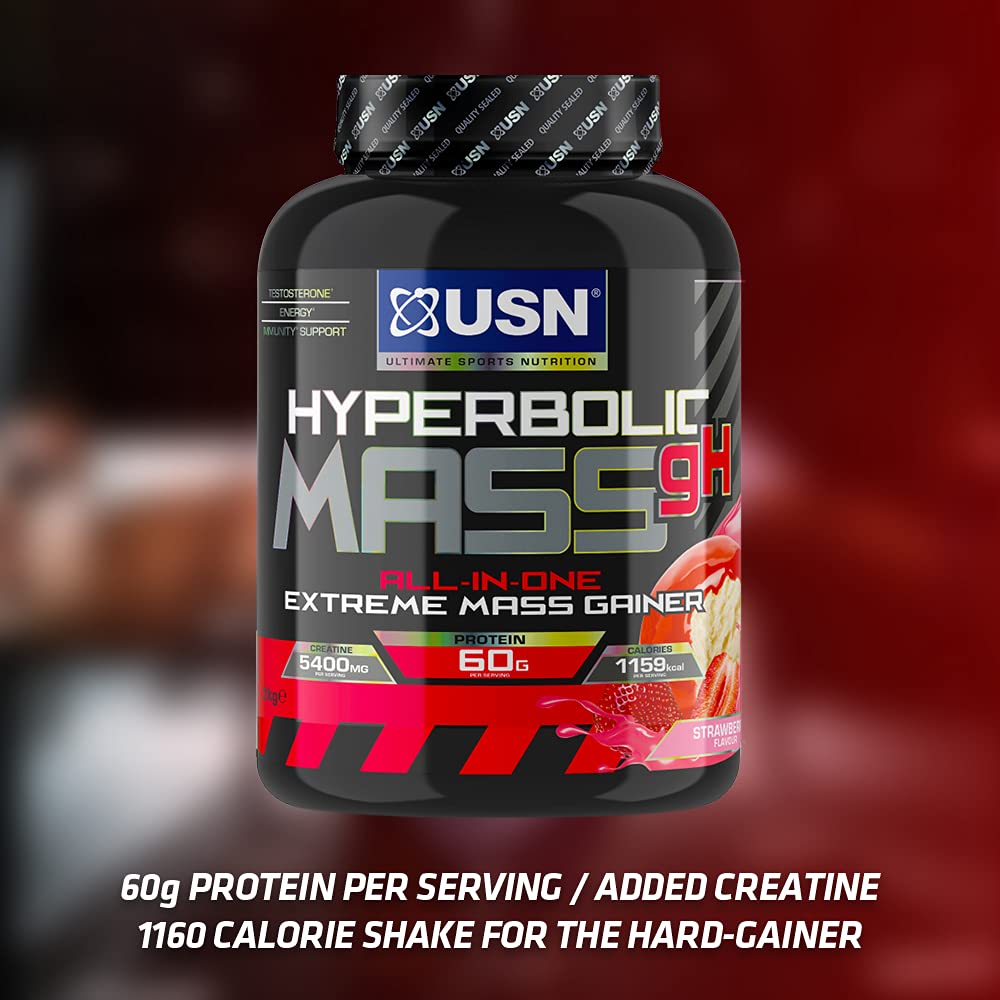 USN Hyperbolic Mass Strawberry 6kg: High Calorie Mass Gainer Protein Powder for Fast Muscle Mass USN buy australia supplements