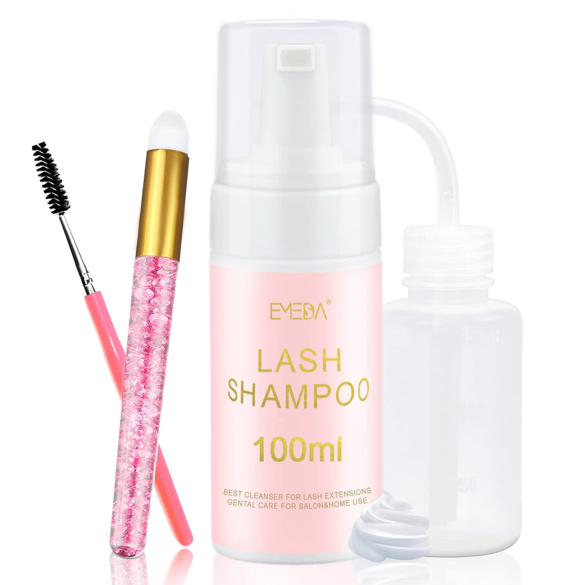 EMEDA Lash Shampoo Kit, 100ml Gentle Foam Lash Cleanser, Oil-Free Cleaning EMEDA