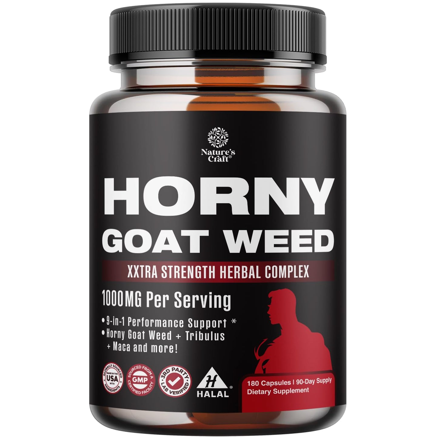 Horny Goat Weed for Men - Extra Strength Male Supplement with Black Maca Root, Tongkat Ali, Saw Palmetto & Panax Ginseng Extract for Stamina & Energy - 60 Count Gsupps Australia