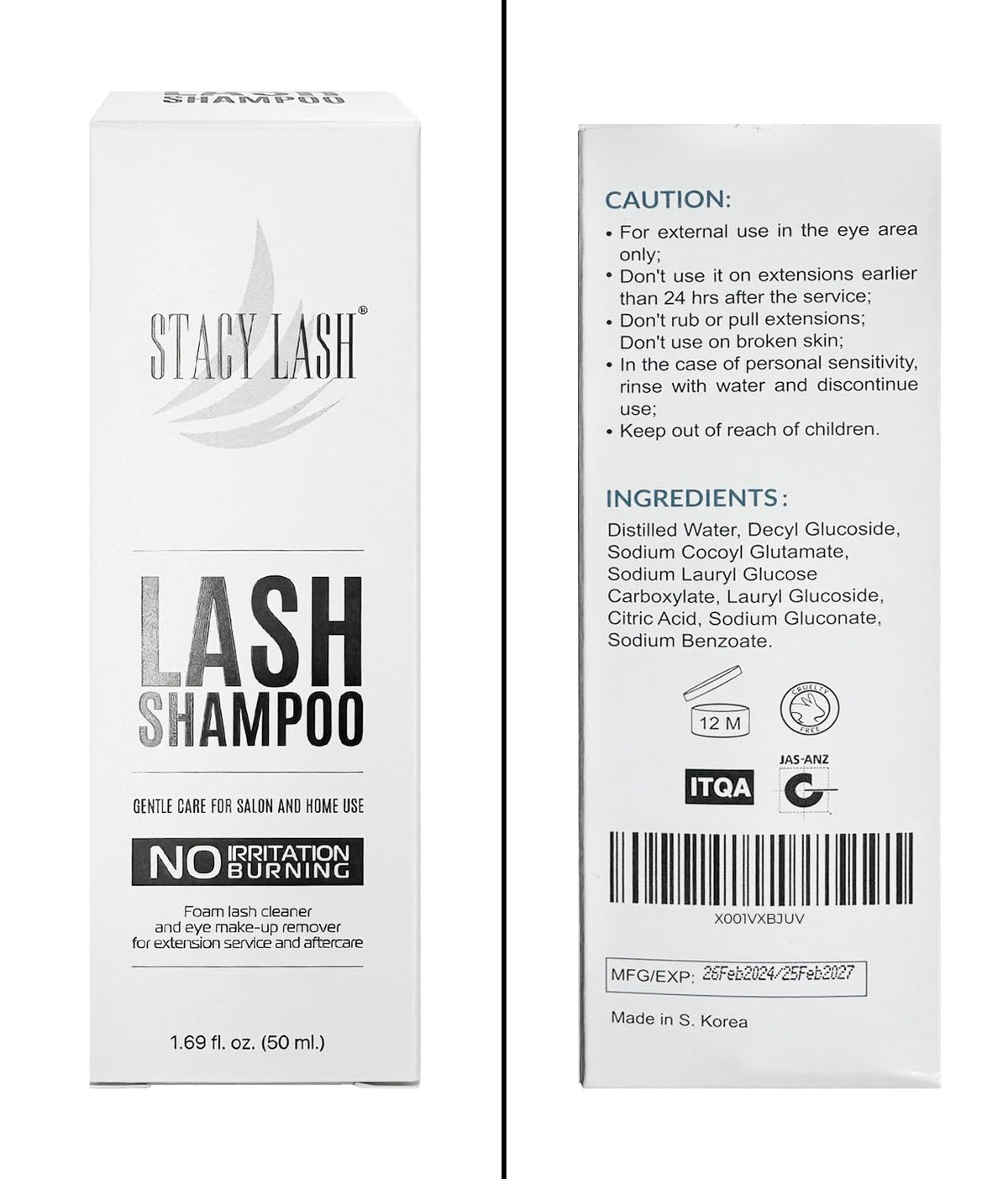 STACY LASH Eyelash Extension Shampoo + Brush / 1.69 fl.oz / 50ml / Korean Makeup Remover/Eyelid Foaming Cleanser/Wash for Extensions & Natural Lashes/Supplies for Professional & Home Use STACY LASH