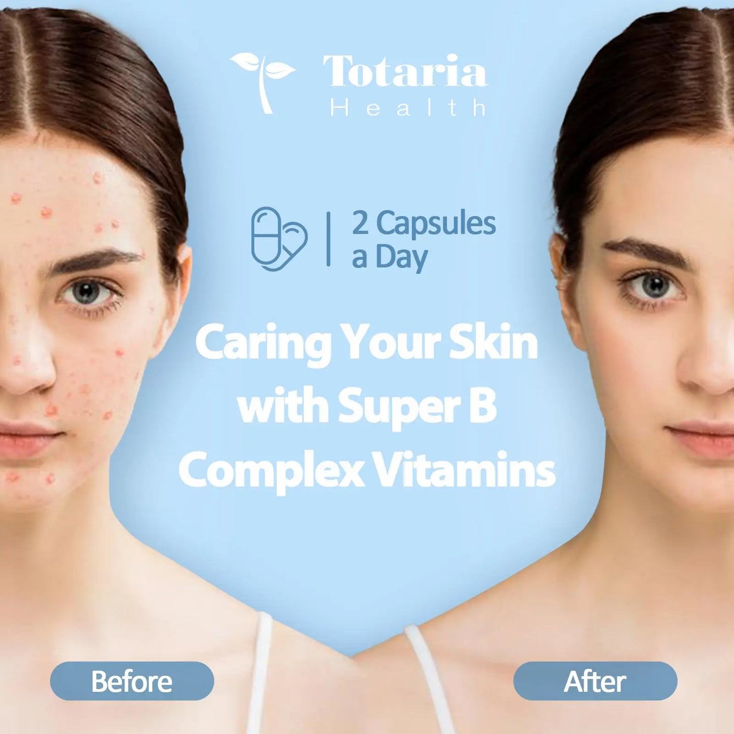 13-in-1 Vitamin B Complex Plus with Vitamin B1, B2, B3 (Niacinamide), B4, B5, B6, B7 (Biotin), B8 (Inositol), B9 (Folate), B12, C, D3, K2 - Energy, Nerve, Totaria