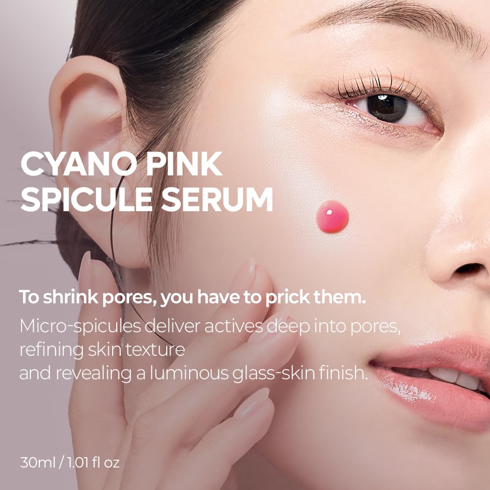 Dr.Melaxin Cyano Pink Spicule Serum with Vitamin B12, Liquid Microneedle Facial Treatment for Enlarged Pores, Niacinamide for Texture Refining & Renewal, 1.01 fl.oz Dr.Melaxin
