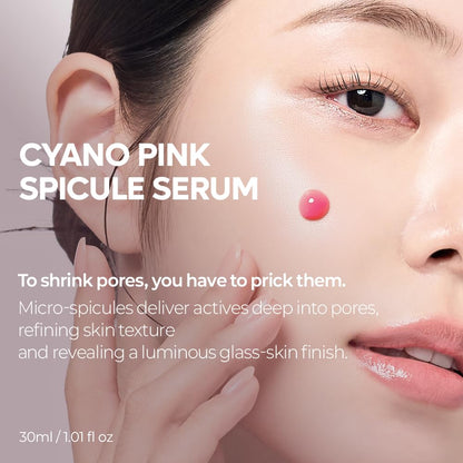 Dr.Melaxin Cyano Pink Spicule Serum with Vitamin B12, Liquid Microneedle Facial Treatment for Enlarged Pores, Niacinamide for Texture Refining & Renewal, 1.01 fl.oz Dr.Melaxin