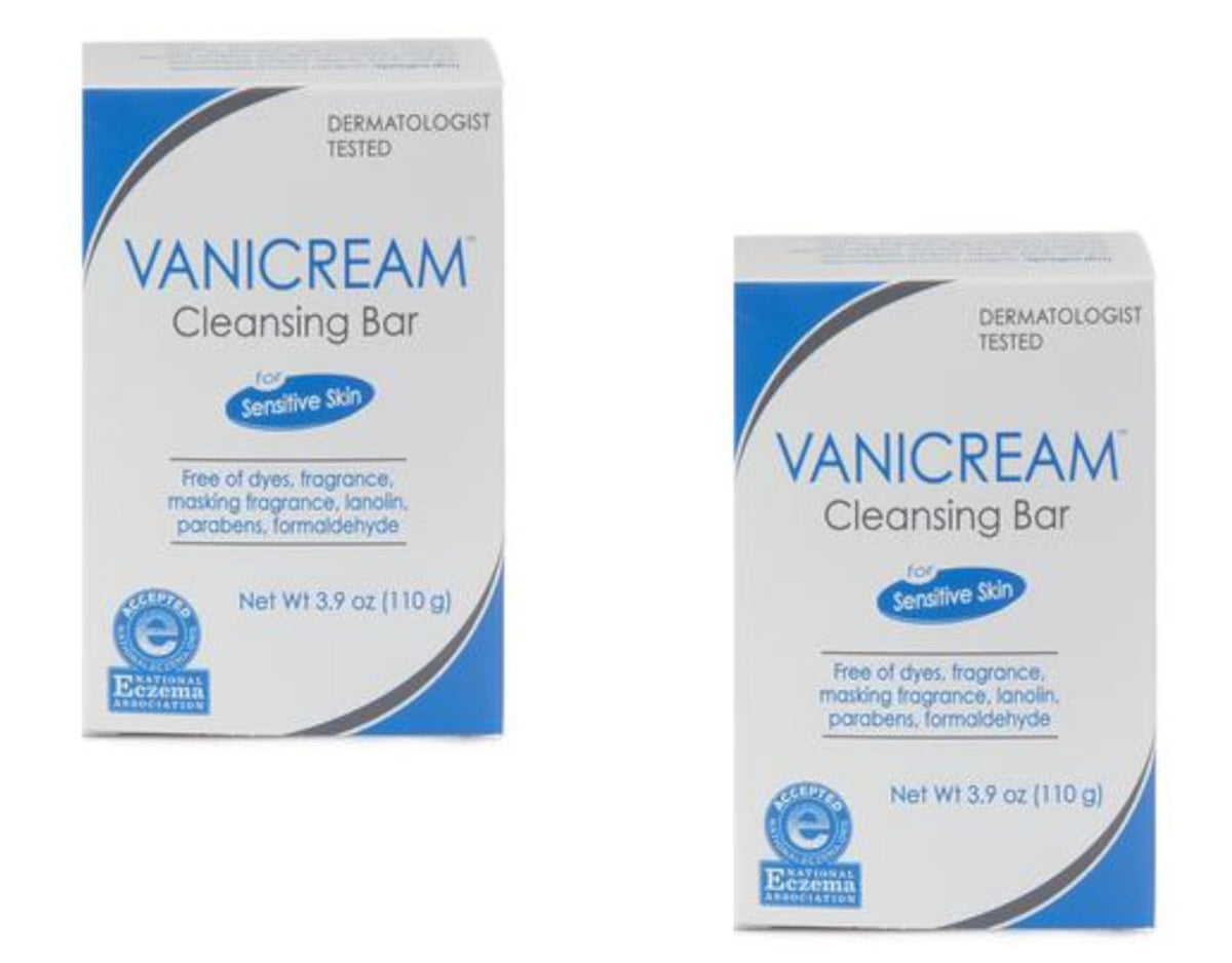 Vanicream Cleansing Bar For Sensitive Skin, Unscented 3.9 Ounce (Pack of 2) Vanicream