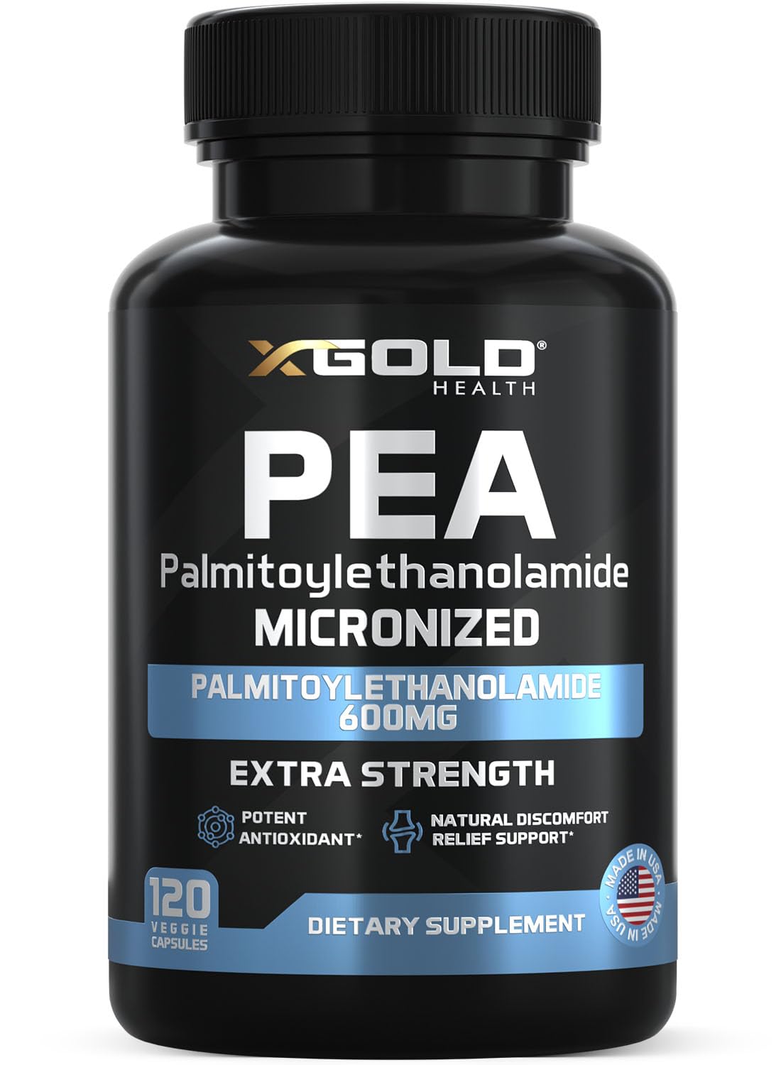 Palmitoylethanolamide Pea Supplement 600 mg | Micronized Pea 99% Highly Purified and Bioavailable | Made in USA | Supplement for Men and Women - 120 Capsules X Gold Health buy australia supplements