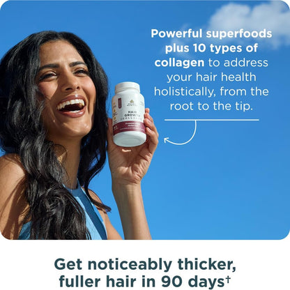 Ancient Nutrition Hair Growth + Collagen Supplement, Hydrolyzed Collagen Peptides, Clinically Studied Superfoods for Hair Growth Support, Thicker, Fuller Hair and Radiant Skin, 60 Count Gsupps Australia