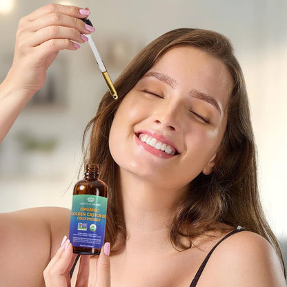 QUEEN OF THE THRONES Organic Golden Castor Oil, 16.9 oz, 500 ml QUEEN OF THE THRONES