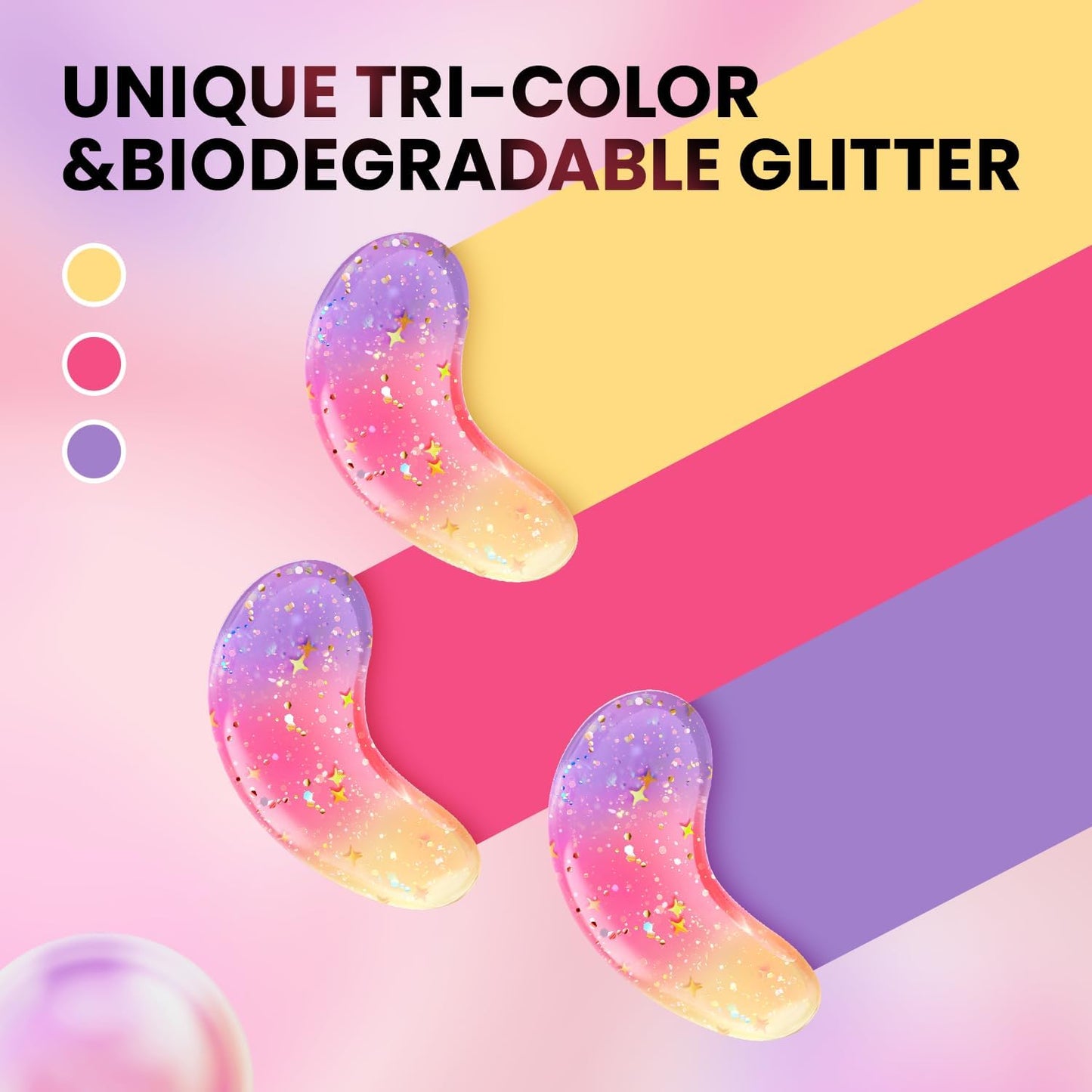 AILEORY Under Eye Patches (24 Pairs) - Tri-color Glitter Eye Gel Pads for Dark Circles, Puffy Eyes, Under eye Bags, Wrinkles AILEORY
