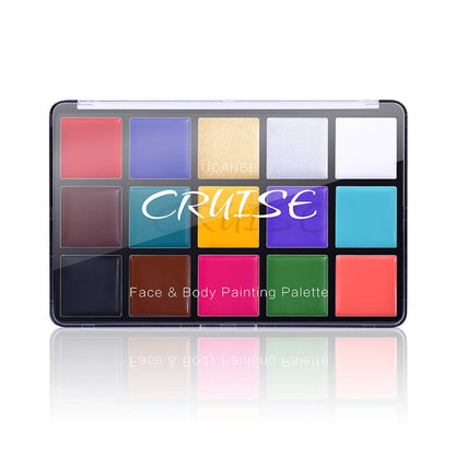 UCANBE Face Body Paint Oil, Professional 15 Colors FX Makeup Palette- Non Toxic Hypoallergenic Safe Facepaint for Halloween, Cosplay Costumes, Parties and Festivals UCANBE