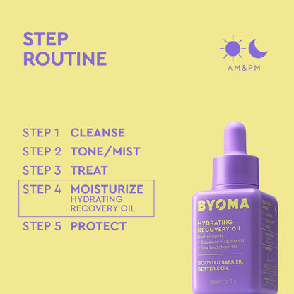 BYOMA Hydrating Recovery Oil - Luxury Face Oil with Squalane, Jojoba Oil & Seabuckthorn Oil - Instant Radiant and Glowy Skin BYOMA