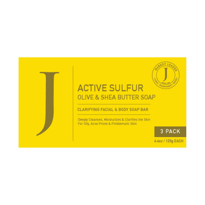 Jericho Dead Sea Sulfur Soap with Olive Oil – Helps with Acne, Blackheads, Itchy & Scaly Skin – For Oily to Normal Skin – Vegan Face & Body Bar for Men & Women, 4.4 Oz / 125 g (Pack of 3) Jericho