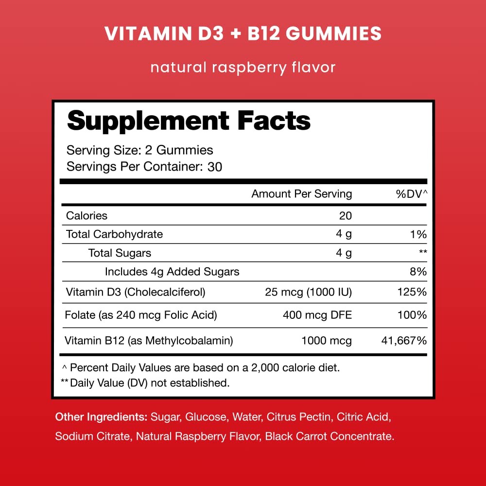 NutraChamps Vitamin D3 & B12, Methyl B12 Gummies for Adults & Kids, Enhanced with Vitamin D 3 & B9 Vitamin Folate, Natural Energy, Mood NutraChamps