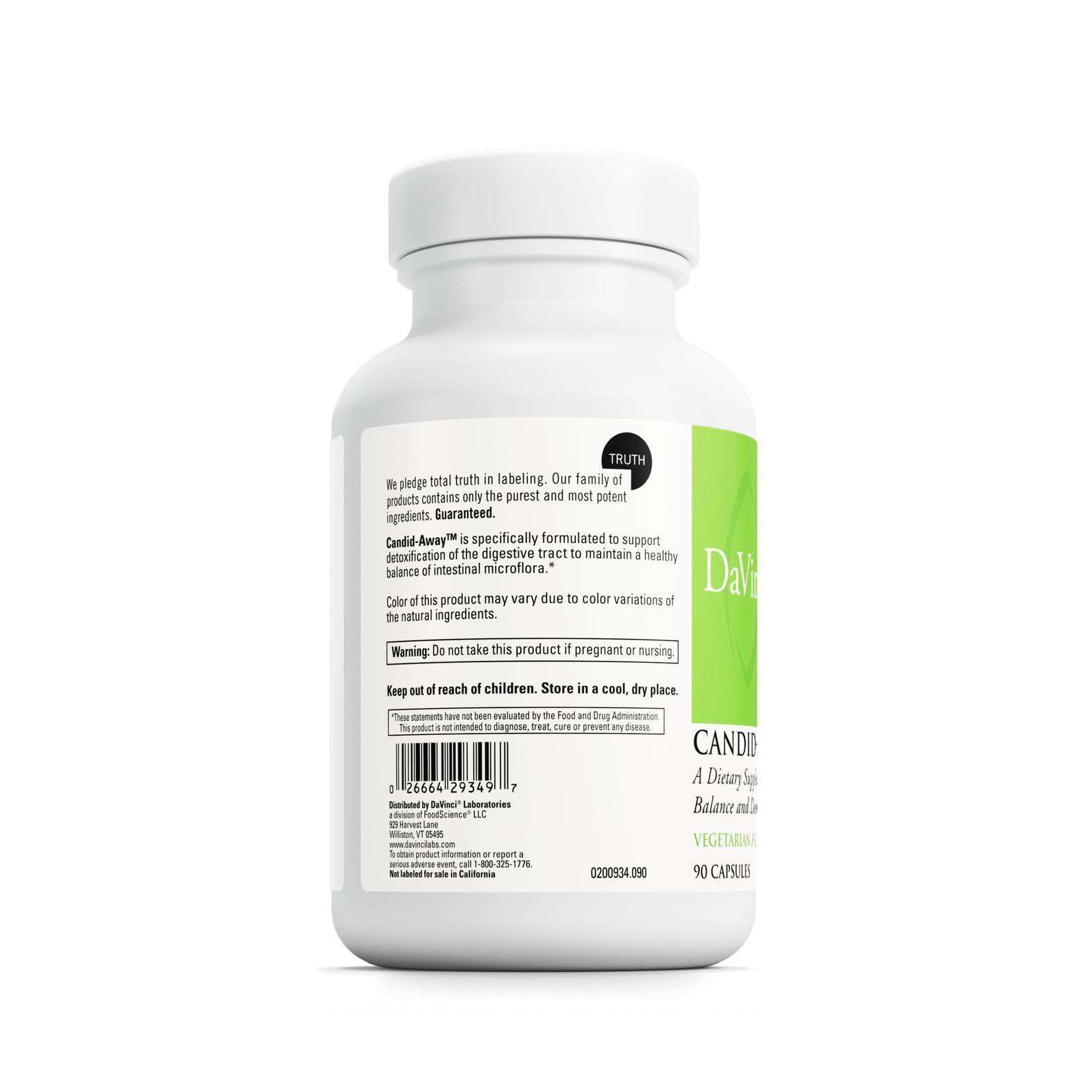 DAVINCI Labs Candid-Away - Digestive Gut Health Support, Immune System Support with Digestive Enzymes, Calcium, Magnesium & More* - 90 Vegetarian Capsules (30 Servings) DAVINCI buy australia supplements