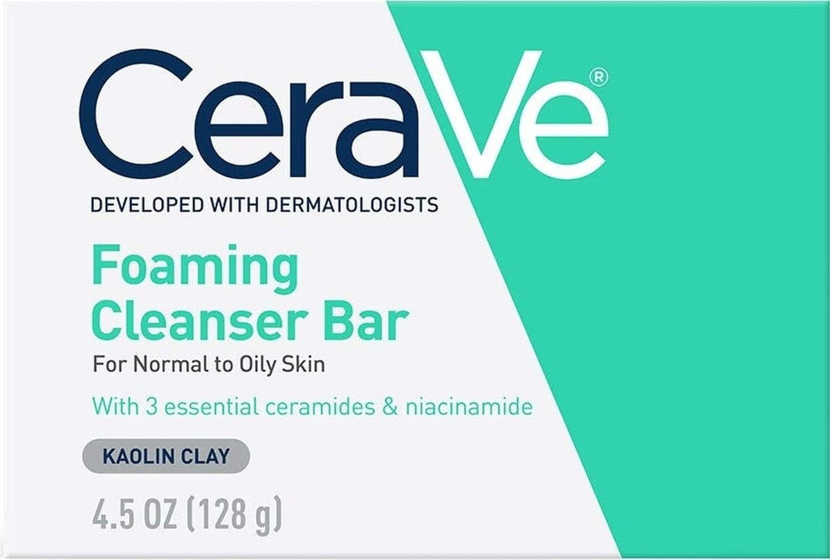 CeraVe Foaming Cleanser Bar, Face & Body Wash, Soap for Oily Skin, 4.5oz CeraVe