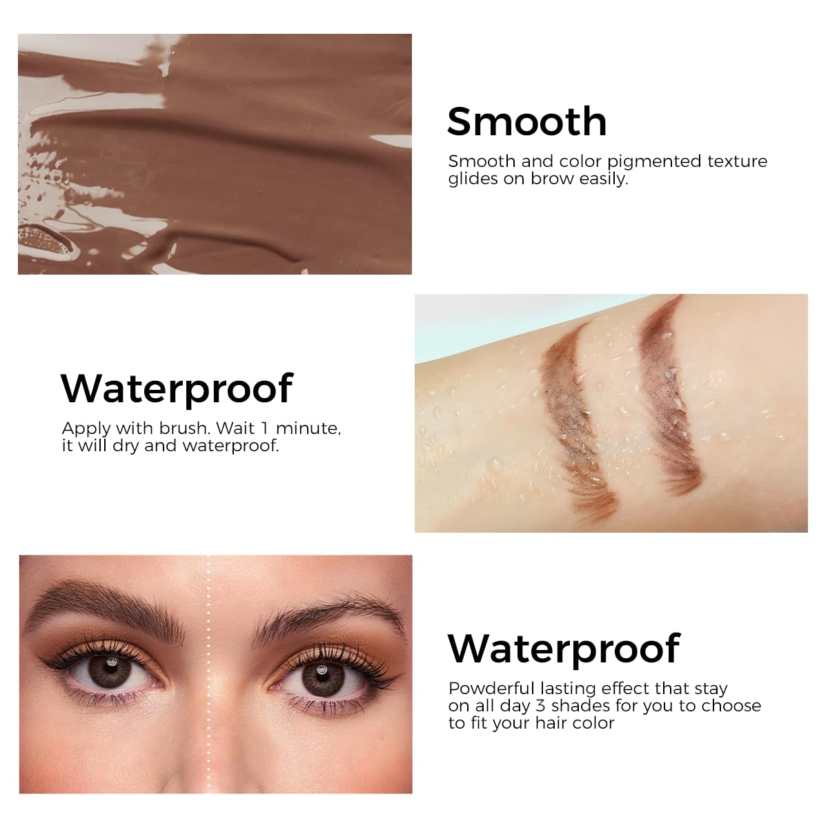 SACE LADY 3D Eyebrow Gel Waterproof, Light Brown, 0.2Fl Oz SACE LADY