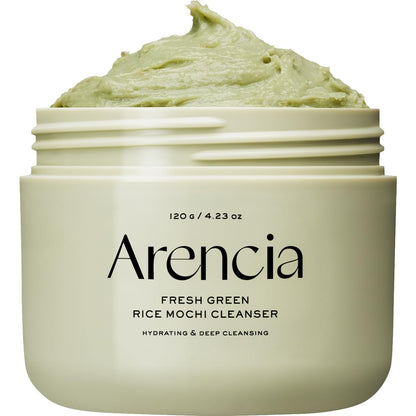 Arencia Korean Rice Mochi Face Cleanser - Face Wash, Gentle Scrub All in One for Deep Cleansing, Moisturizing, Pore Minimizing with Rice Water & Green Tea (4.23oz) ARENCIA