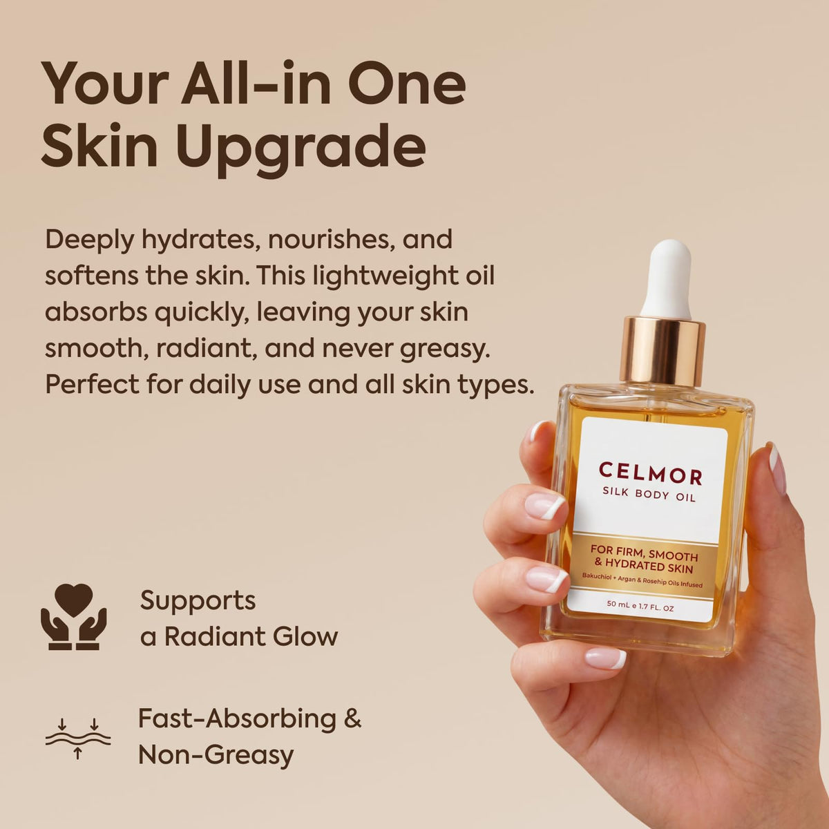 CELMOR Silk Body Oil for Women | Anti Aging, Firming & Moisturizing CELMOR