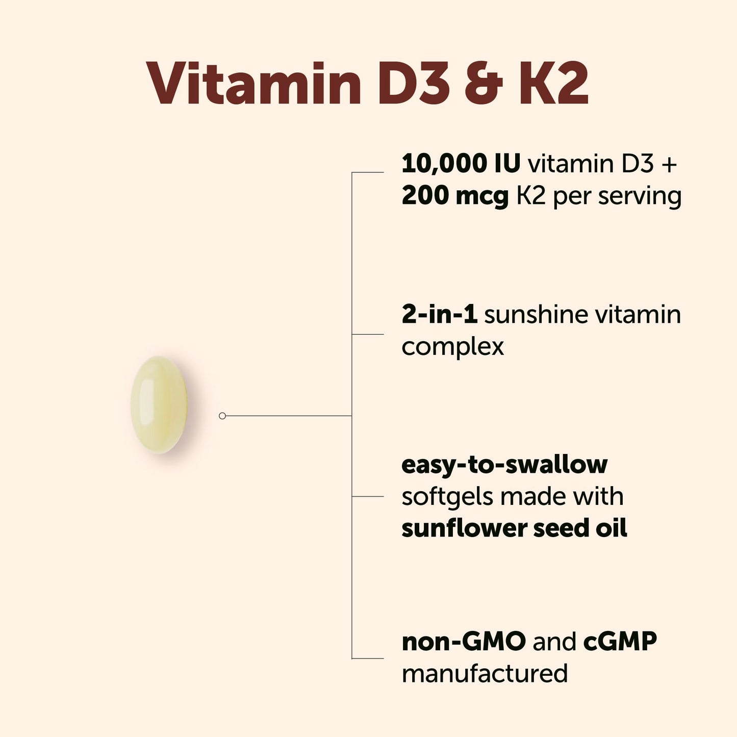 Micro Ingredients Vitamin D3 10,000 IU + K2 MK-7 200 mcg Per Serving, 90 Softgels | Extra Strength* 2-in-1 D3 K2 Supplement Micro Ingredients
