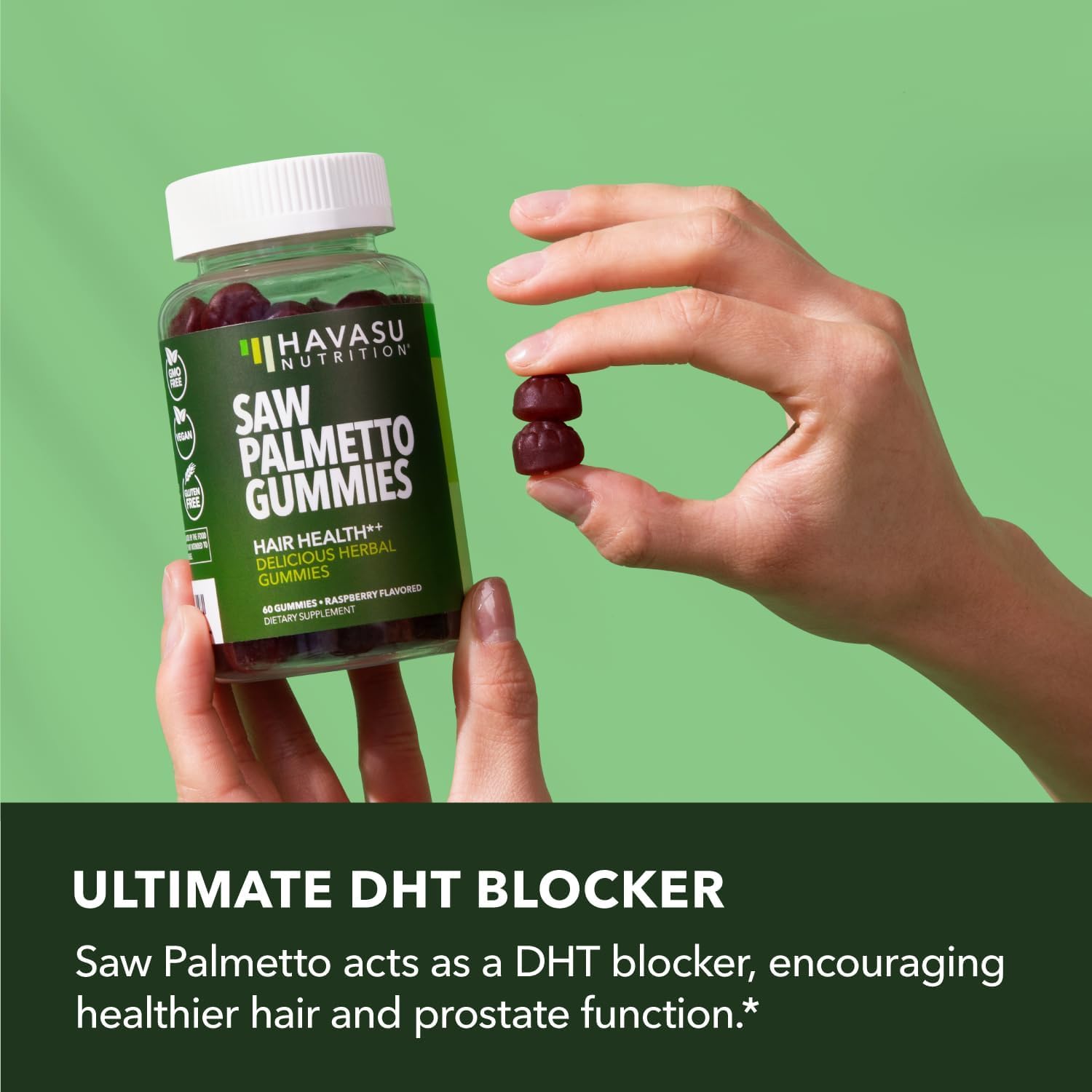 Saw Palmetto Gummies for Men, Prostate Health Supplement, 60 Count | DHT Blocker for Men for Hair Health & Male Patterned Balding, Supports Scalp and Prostate Wellness, Raspberry, 30 Day Supply Gsupps Australia