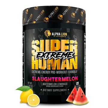 ALPHA LION Superhuman Extreme High Stim Pre Workout Powder, Beta Alanine, L-Taurine & 356mg Tri-Source Caffeine for Sustained Energy, Nitric Oxide & Citrulline for Pump (21 Servings, Slaughtermelon) ALPHA LION buy australia supplements